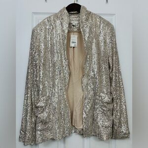Elegant Silver Sequin Blazer